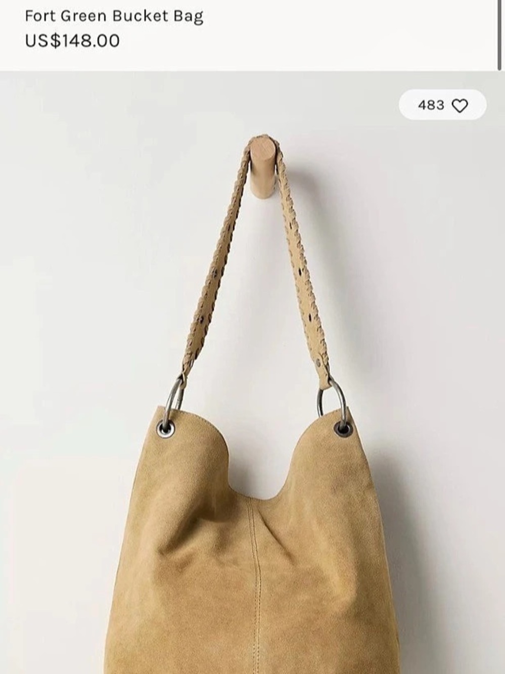 Free People Suede Bucket Bag NWT